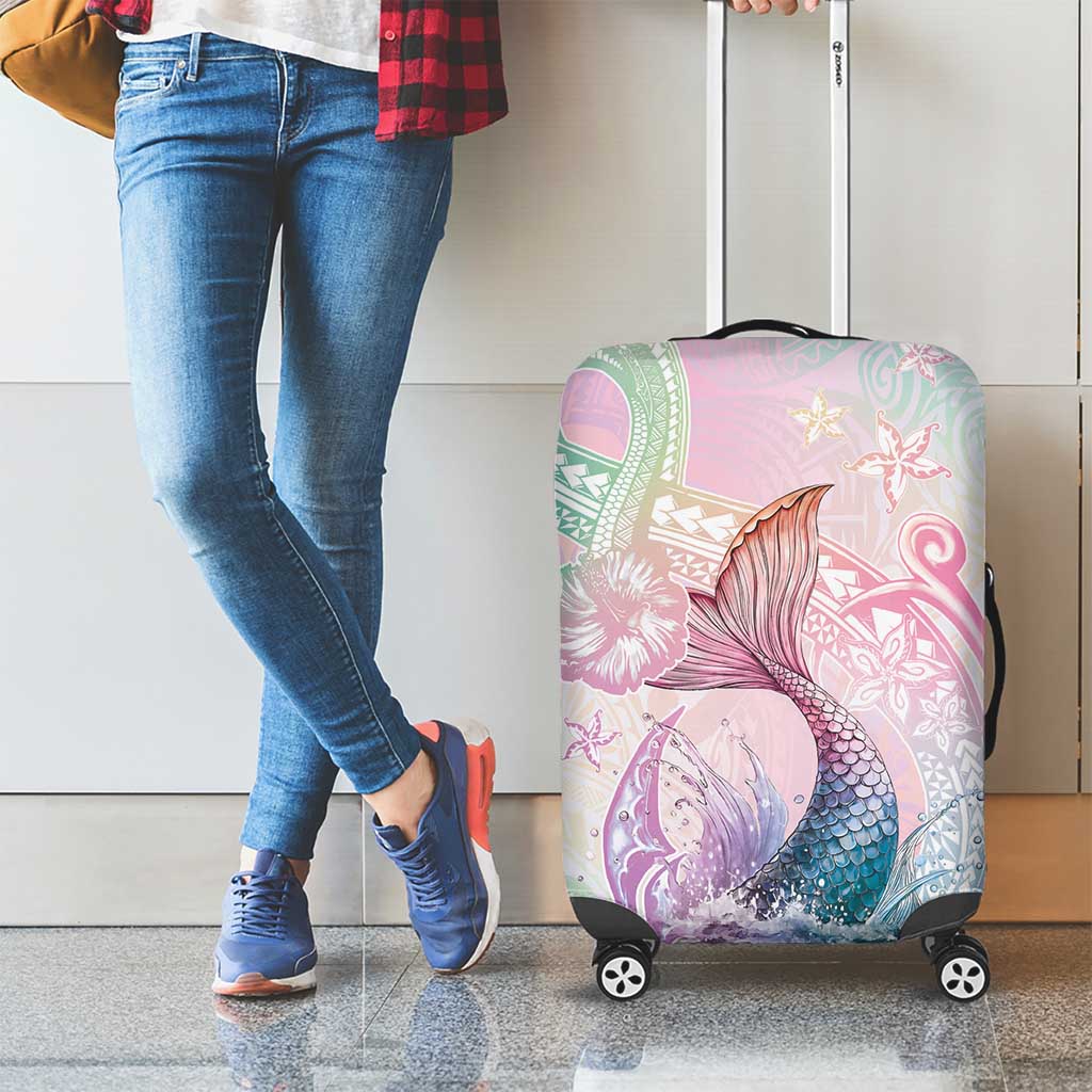 Hawaii Mermaid Sweet Pastel Luggage Cover Polynesian Pattern Fish Hook LT01 - Polynesian Pride