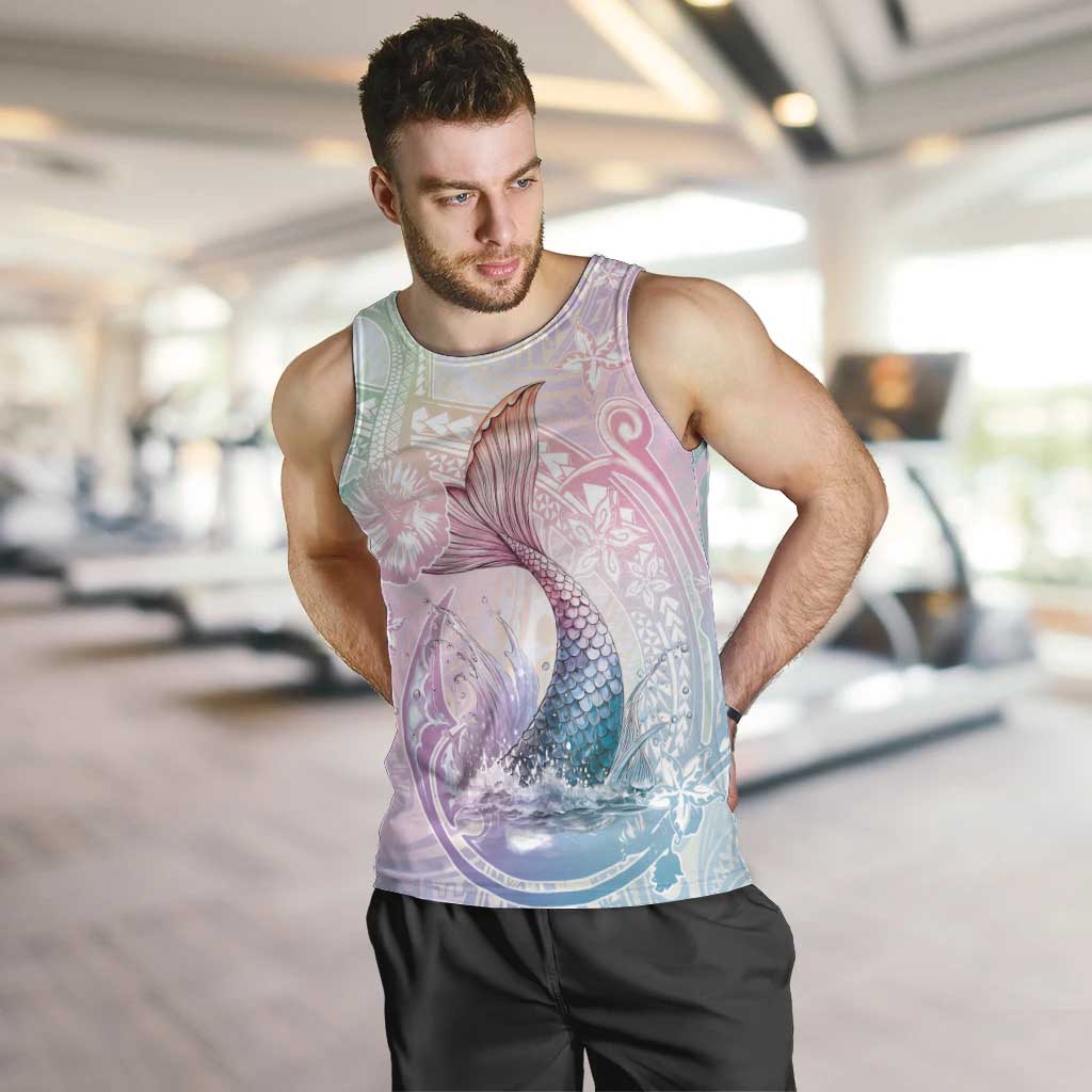 Hawaii Mermaid Sweet Pastel Men Tank Top Polynesian Pattern Fish Hook LT01 Multicolor - Polynesian Pride
