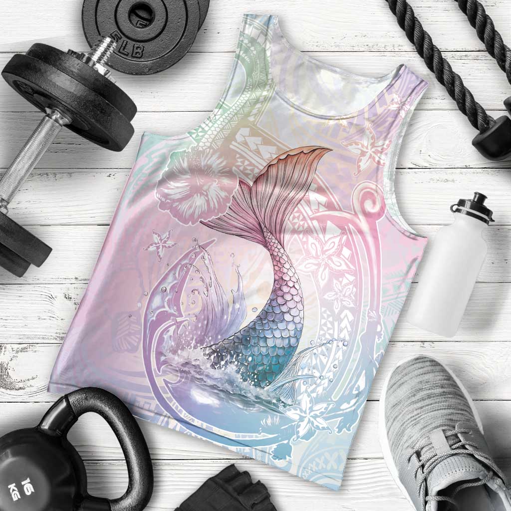 Hawaii Mermaid Sweet Pastel Men Tank Top Polynesian Pattern Fish Hook LT01 - Polynesian Pride