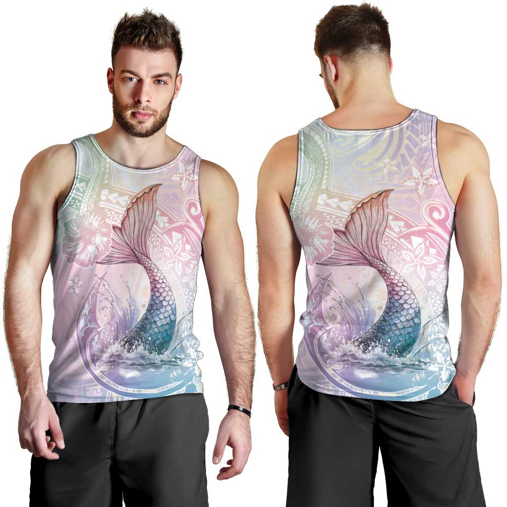 Hawaii Mermaid Sweet Pastel Men Tank Top Polynesian Pattern Fish Hook LT01 - Polynesian Pride
