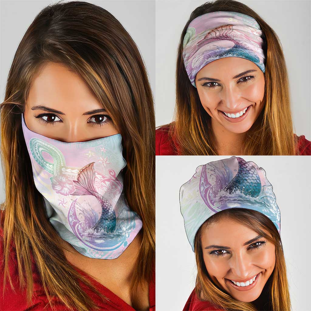 Hawaii Mermaid Sweet Pastel Neck Gaiter Polynesian Pattern Fish Hook LT01 - Polynesian Pride