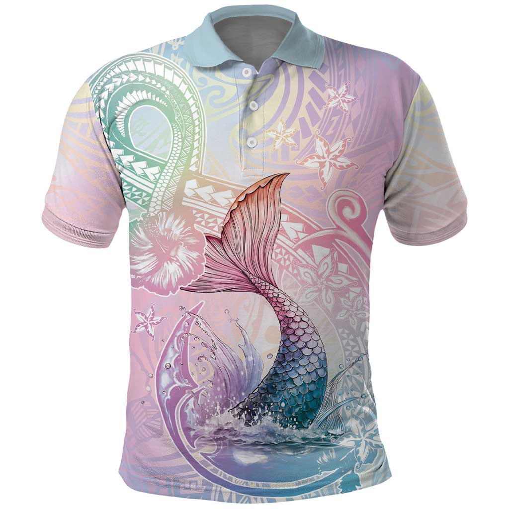 Hawaii Mermaid Sweet Pastel Polo Shirt Polynesian Pattern Fish Hook LT01 Multicolor - Polynesian Pride