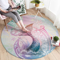 Hawaii Mermaid Sweet Pastel Round Carpet Polynesian Pattern Fish Hook LT01 - Polynesian Pride