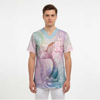 Hawaii Mermaid Sweet Pastel Scrub Top Polynesian Pattern Fish Hook LT01 - Polynesian Pride