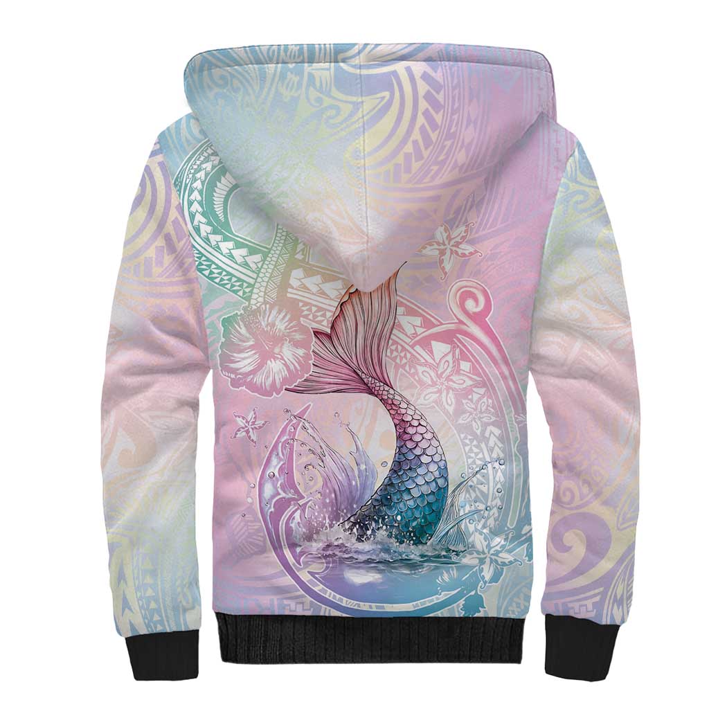 Hawaii Mermaid Sweet Pastel Sherpa Hoodie Polynesian Pattern Fish Hook LT01 - Polynesian Pride