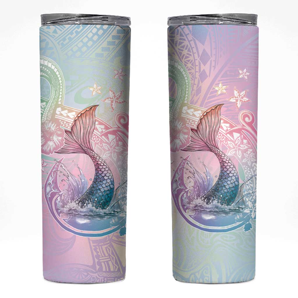 Hawaii Mermaid Sweet Pastel Skinny Tumbler Polynesian Pattern Fish Hook LT01 Multicolor - Polynesian Pride