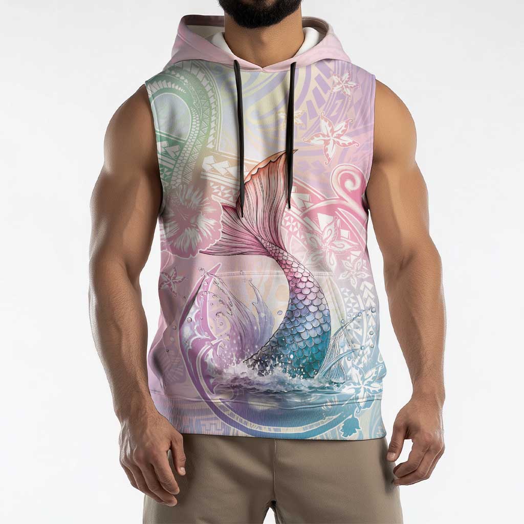 Hawaii Mermaid Sweet Pastel Sleeveless Hoodie Polynesian Pattern Fish Hook LT01 - Polynesian Pride