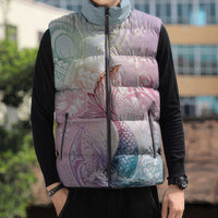 Hawaii Mermaid Sweet Pastel Sleeveless Puffer Jacket Polynesian Pattern Fish Hook LT01 - Polynesian Pride