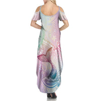 Hawaii Mermaid Sweet Pastel Summer Maxi Dress Polynesian Pattern Fish Hook LT01 - Polynesian Pride