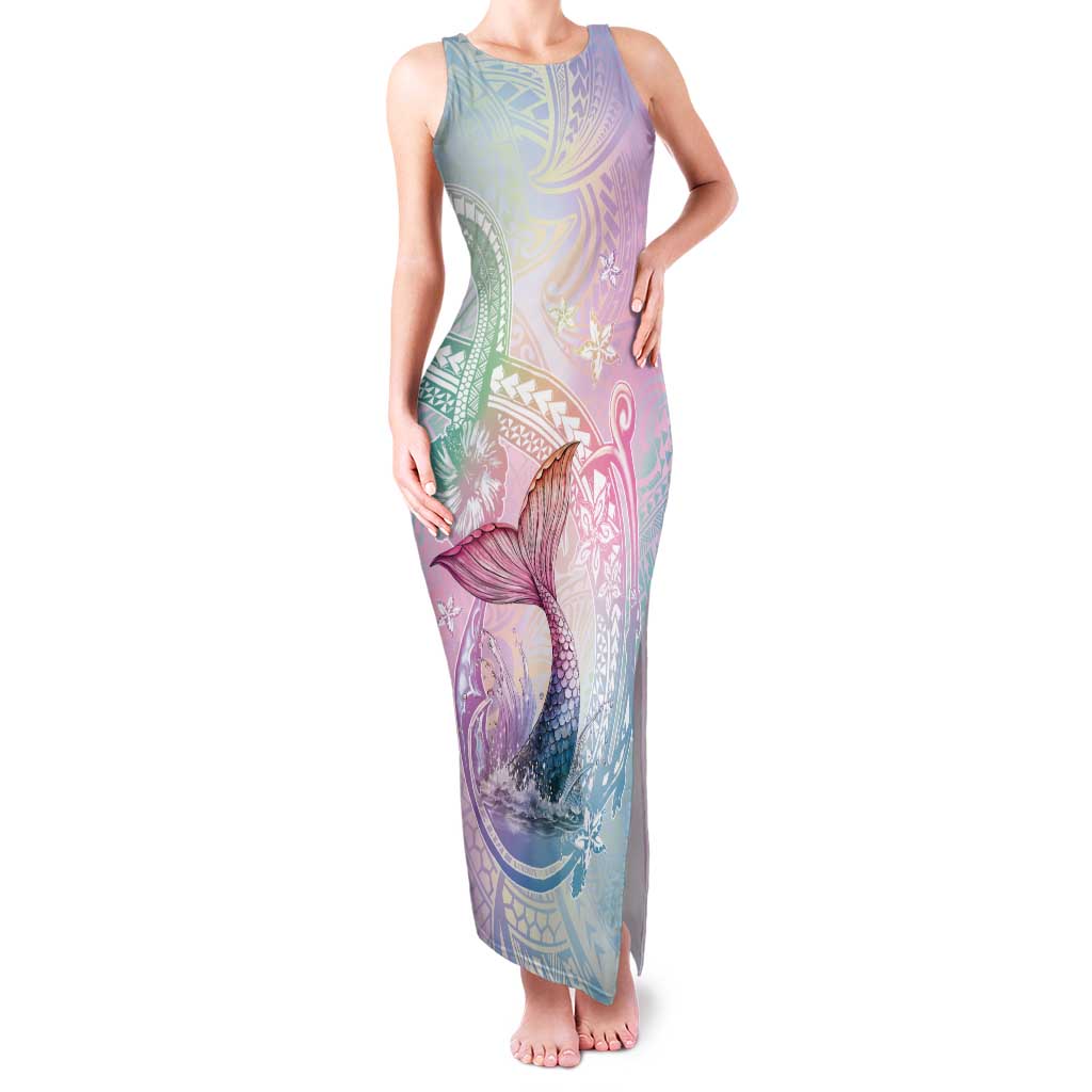 Hawaii Mermaid Sweet Pastel Tank Maxi Dress Polynesian Pattern Fish Hook LT01 Women Multicolor - Polynesian Pride