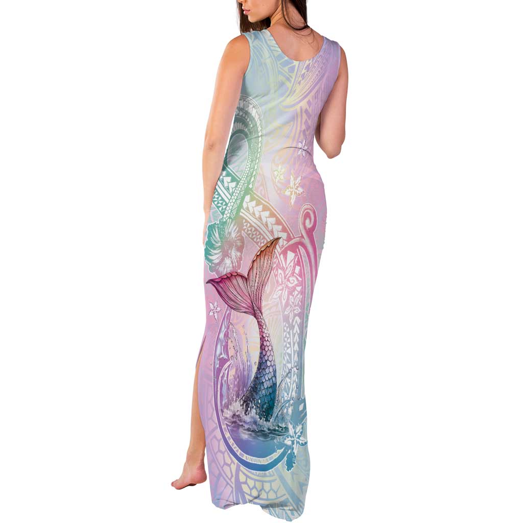 Hawaii Mermaid Sweet Pastel Tank Maxi Dress Polynesian Pattern Fish Hook LT01 - Polynesian Pride