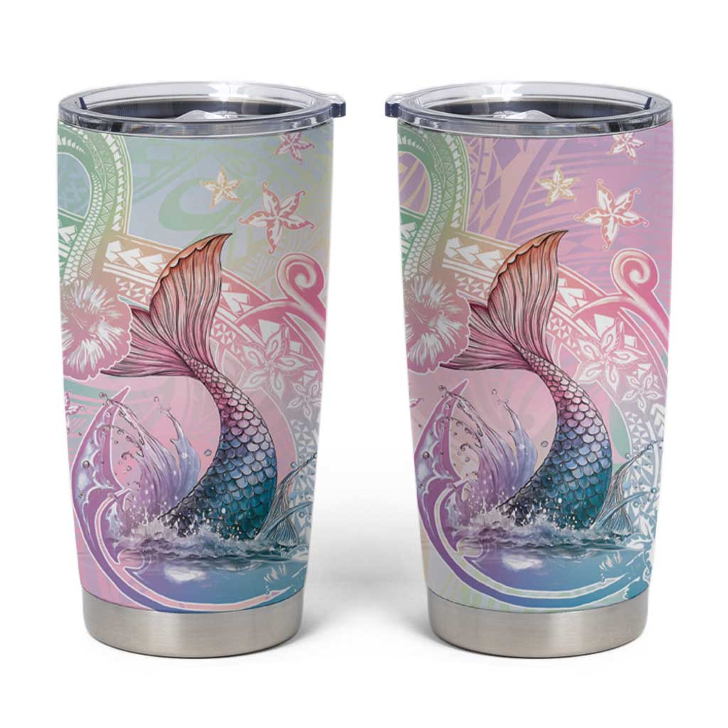 Hawaii Mermaid Sweet Pastel Tumbler Cup Polynesian Pattern Fish Hook LT01 Multicolor - Polynesian Pride