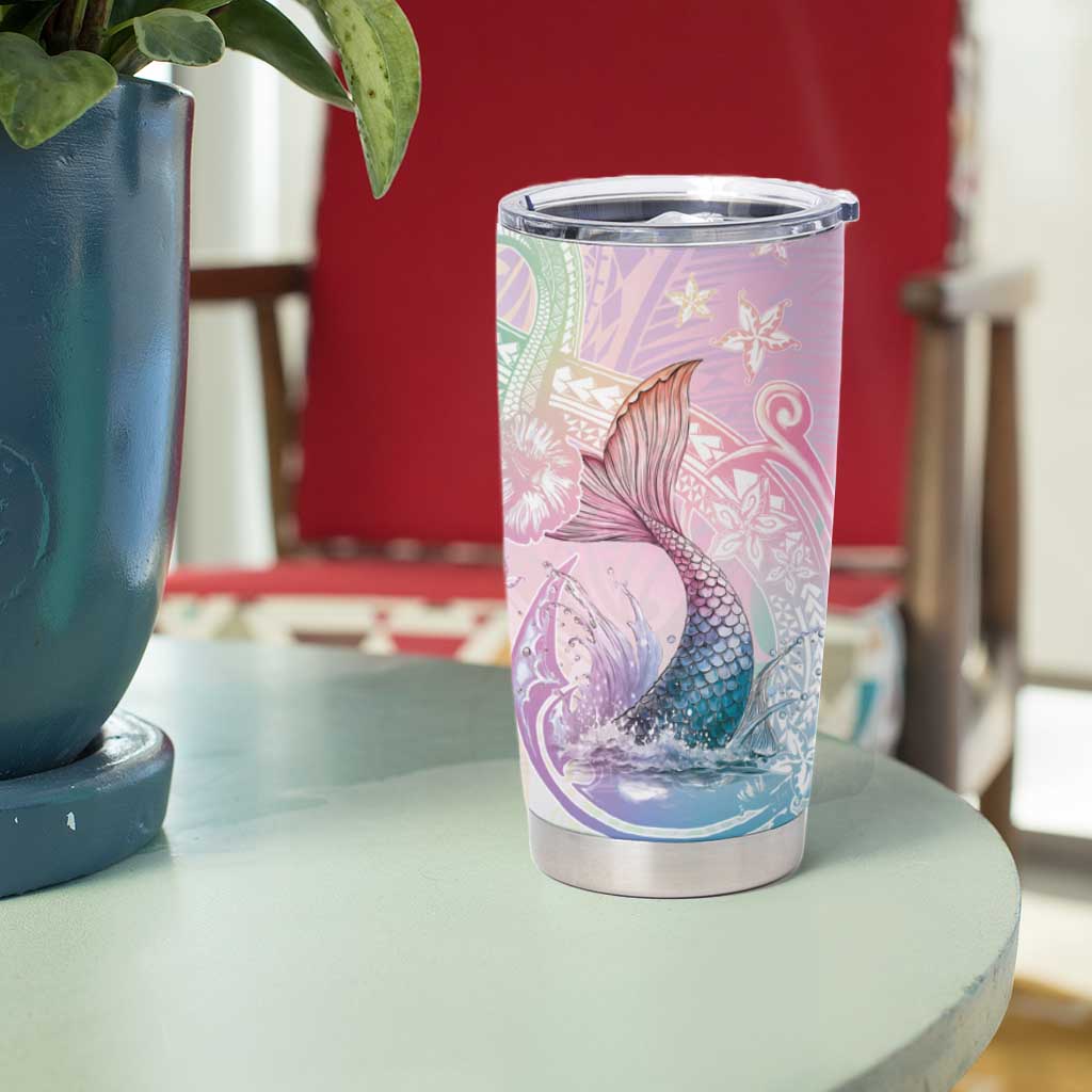 Hawaii Mermaid Sweet Pastel Tumbler Cup Polynesian Pattern Fish Hook LT01 - Polynesian Pride