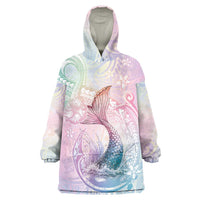 Hawaii Mermaid Sweet Pastel Wearable Blanket Hoodie Polynesian Pattern Fish Hook LT01 One Size Multicolor - Polynesian Pride