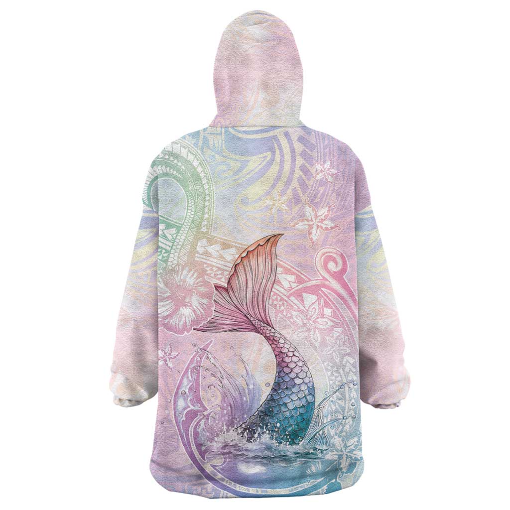 Hawaii Mermaid Sweet Pastel Wearable Blanket Hoodie Polynesian Pattern Fish Hook LT01 - Polynesian Pride