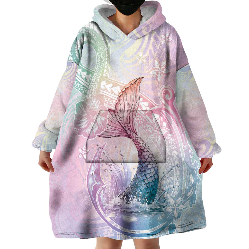 Hawaii Mermaid Sweet Pastel Wearable Blanket Hoodie Polynesian Pattern Fish Hook LT01 - Polynesian Pride
