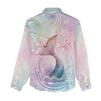 Hawaii Mermaid Sweet Pastel Women Casual Shirt Polynesian Pattern Fish Hook LT01 - Polynesian Pride