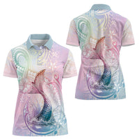 Hawaii Mermaid Sweet Pastel Women Polo Shirt Polynesian Pattern Fish Hook LT01 - Polynesian Pride