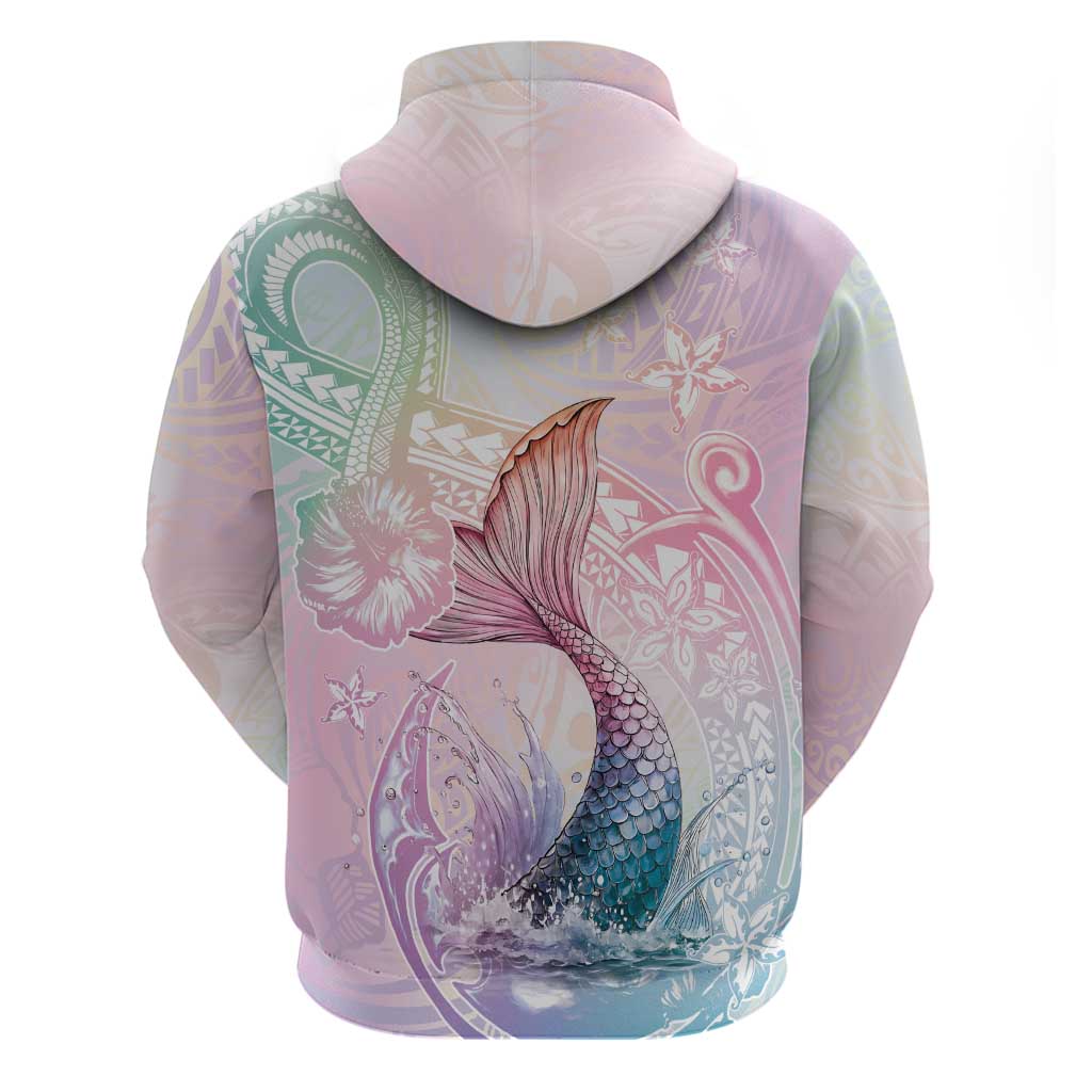 Hawaii Mermaid Sweet Pastel Zip Hoodie Polynesian Pattern Fish Hook LT01 - Polynesian Pride