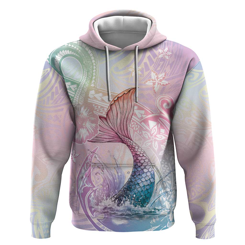 Hawaii Mermaid Sweet Pastel Zip Hoodie Polynesian Pattern Fish Hook LT01 Pullover Hoodie Multicolor - Polynesian Pride