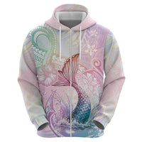 Hawaii Mermaid Sweet Pastel Zip Hoodie Polynesian Pattern Fish Hook LT01 - Polynesian Pride