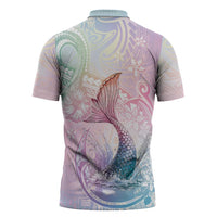 Hawaii Mermaid Sweet Pastel Zipper Polo Shirt Polynesian Pattern Fish Hook LT01 - Polynesian Pride