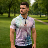Hawaii Mermaid Sweet Pastel Zipper Polo Shirt Polynesian Pattern Fish Hook LT01 - Polynesian Pride