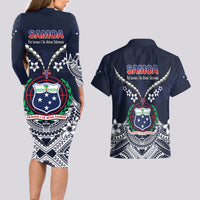 Samoa Independence Day Couples Matching Long Sleeve Bodycon Dress and Hawaiian Shirt Ula Nifo Mix Turtle