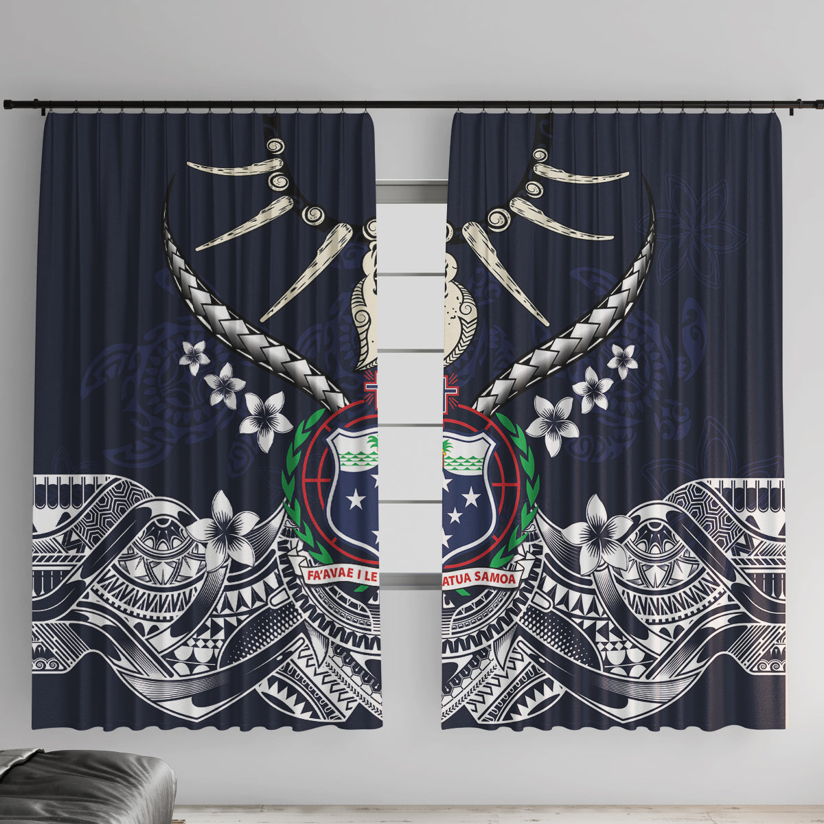 Samoa Independence Day Window Curtain Ula Nifo Mix Turtle