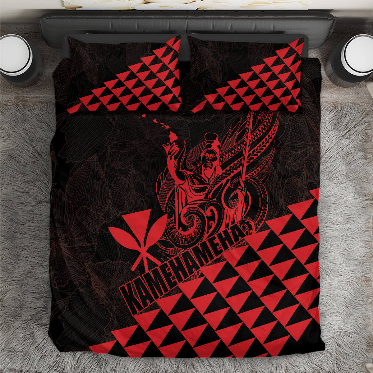 King Kamehameha Day Bedding Set Kakau Polynesian Pattern LT01 Red - Polynesian Pride