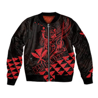 Personalized King Kamehameha Day Bomber Jacket Kakau Polynesian Pattern LT01 Unisex Red - Polynesian Pride