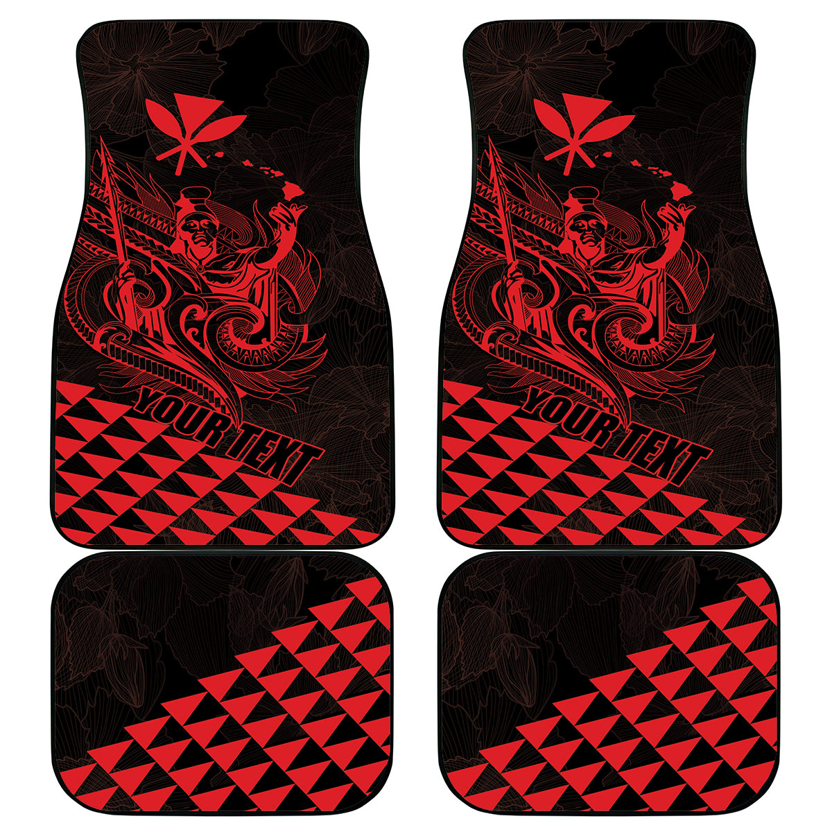 King Kamehameha Day Car Mats Kakau Polynesian Pattern LT01 - Polynesian Pride