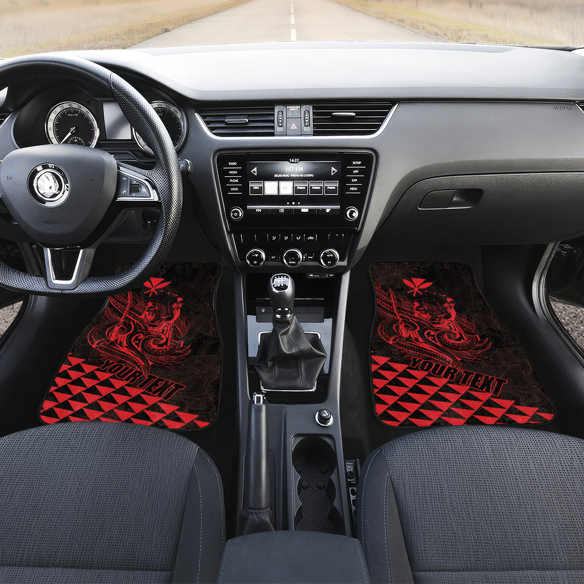 King Kamehameha Day Car Mats Kakau Polynesian Pattern LT01 Set 2pcs - Front Red - Polynesian Pride