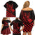 Personalized King Kamehameha Day Family Matching Off Shoulder Short Dress and Hawaiian Shirt Kakau Polynesian Pattern