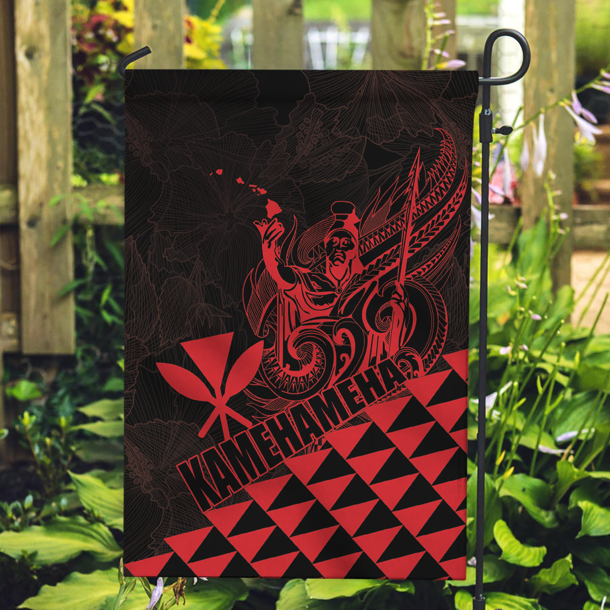 King Kamehameha Day Garden Flag Kakau Polynesian Pattern