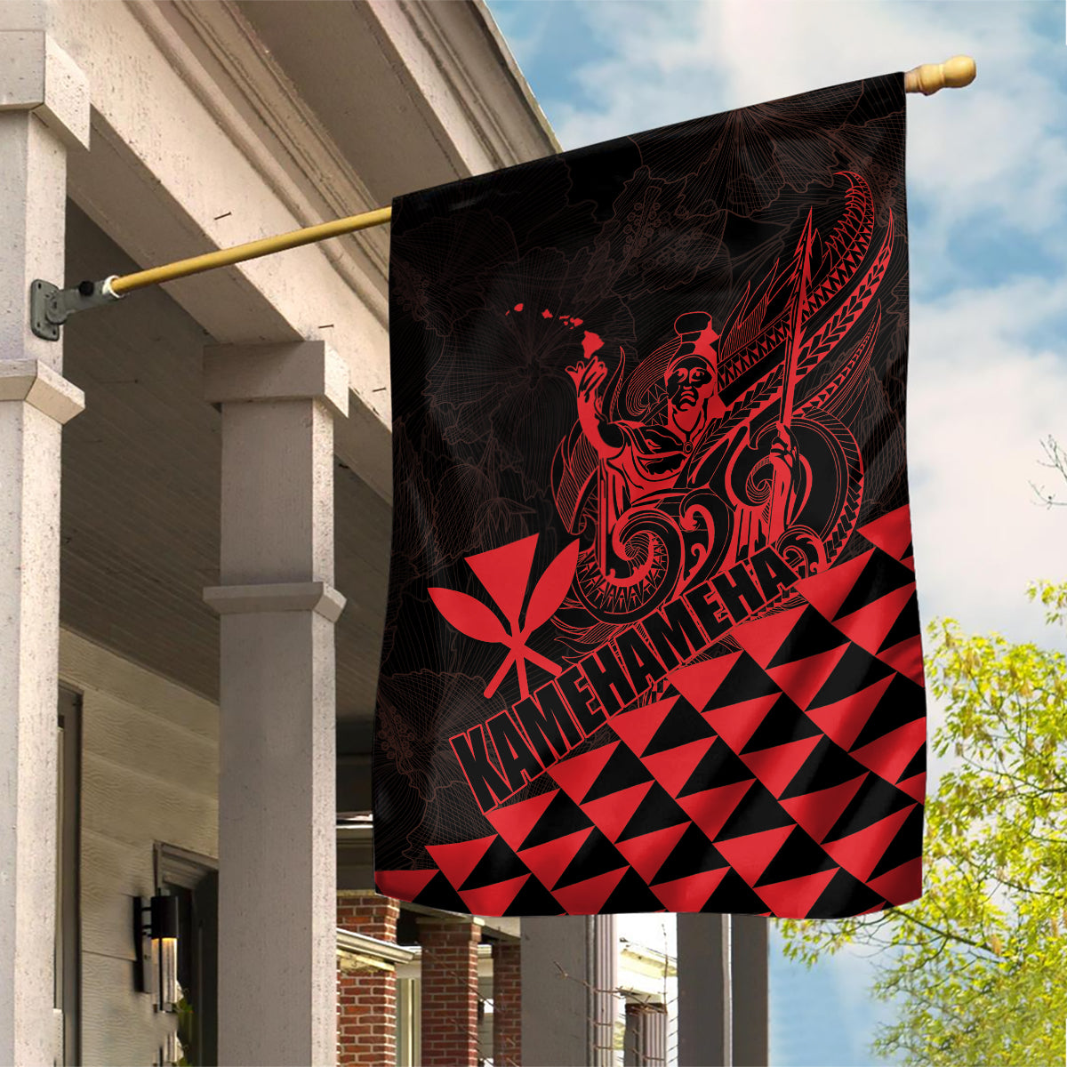 King Kamehameha Day Garden Flag Kakau Polynesian Pattern LT01 House Flag Red - Polynesian Pride