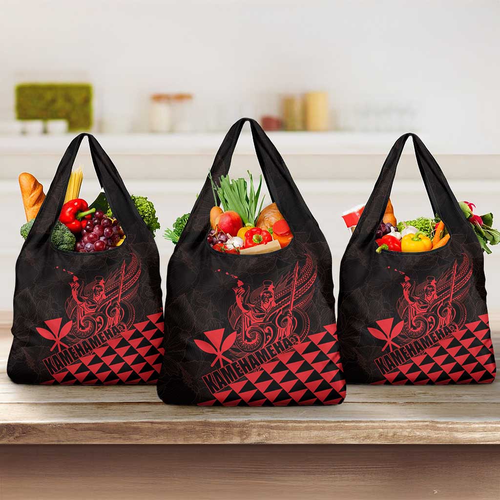 King Kamehameha Day Grocery Bag Kakau Polynesian Pattern LT01 3-pack One Size Red - Polynesian Pride