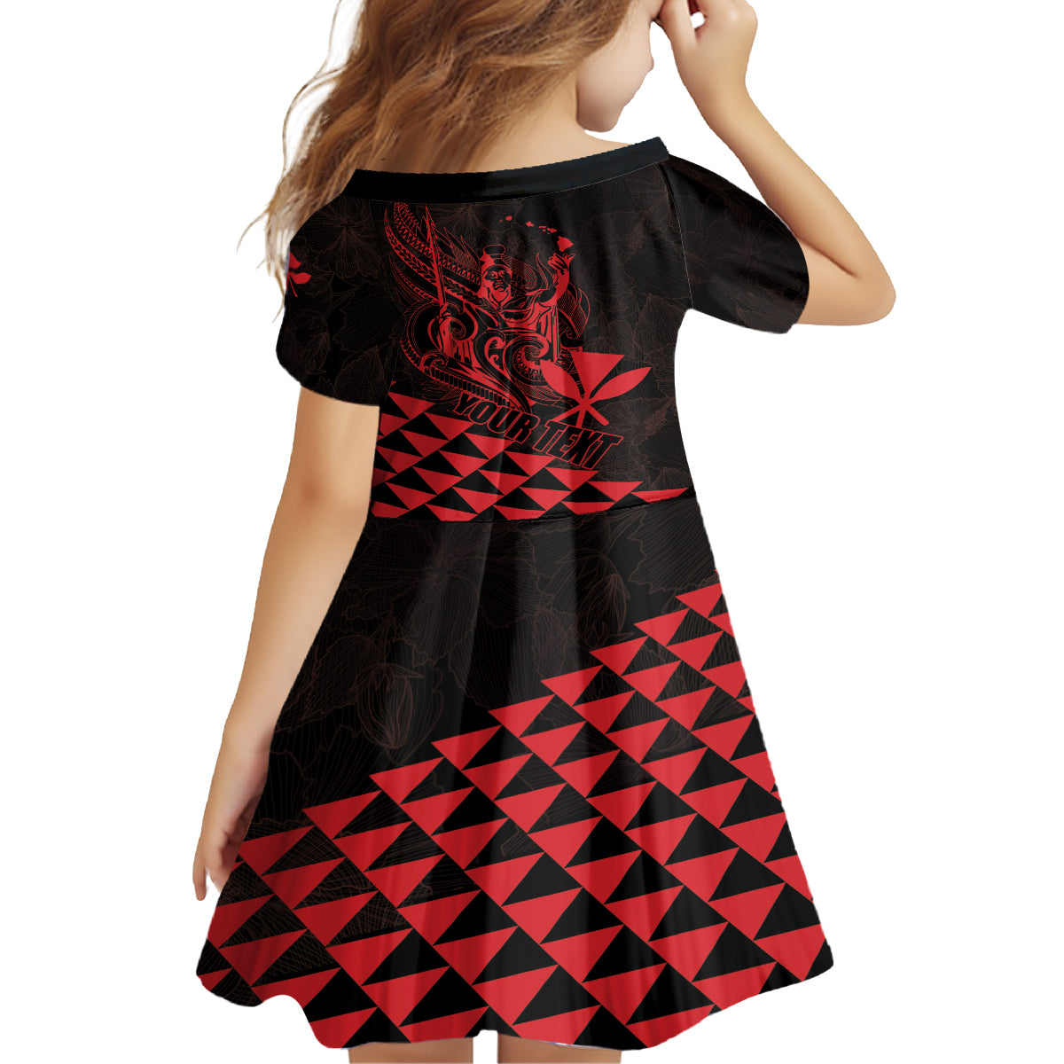 Personalized King Kamehameha Day Kid Short Sleeve Dress Kakau Polynesian Pattern LT01 - Polynesian Pride
