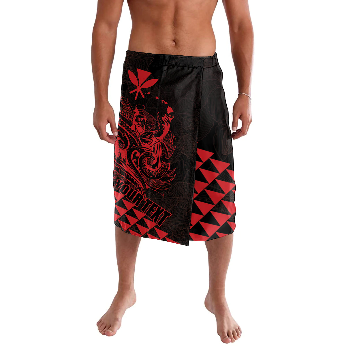 Personalized King Kamehameha Day Lavalava Kakau Polynesian Pattern LT01 Red - Polynesian Pride