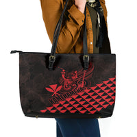 King Kamehameha Day Leather Tote Bag Kakau Polynesian Pattern LT01 - Polynesian Pride