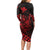 Personalized King Kamehameha Day Long Sleeve Bodycon Dress Kakau Polynesian Pattern