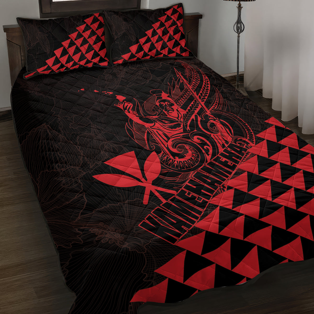 King Kamehameha Day Quilt Bed Set Kakau Polynesian Pattern LT01 Red - Polynesian Pride