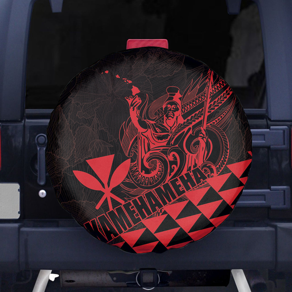 King Kamehameha Day Spare Tire Cover Kakau Polynesian Pattern LT01 - Polynesian Pride