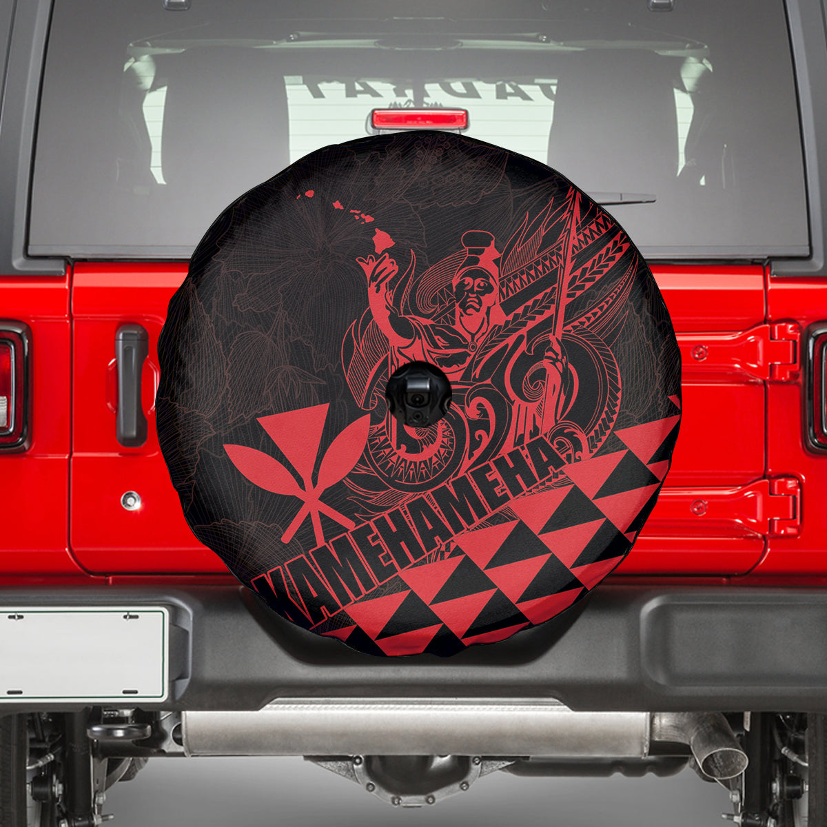 King Kamehameha Day Spare Tire Cover Kakau Polynesian Pattern LT01 - Polynesian Pride