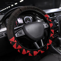 King Kamehameha Day Steering Wheel Cover Kakau Polynesian Pattern LT01 Universal Fit Red - Polynesian Pride