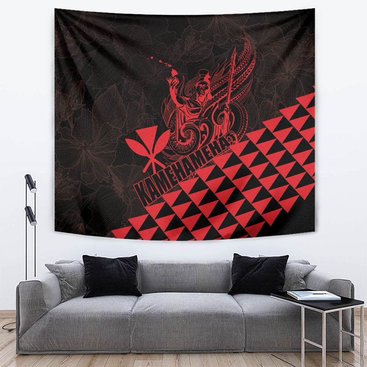 King Kamehameha Day Tapestry Kakau Polynesian Pattern LT01 Red - Polynesian Pride