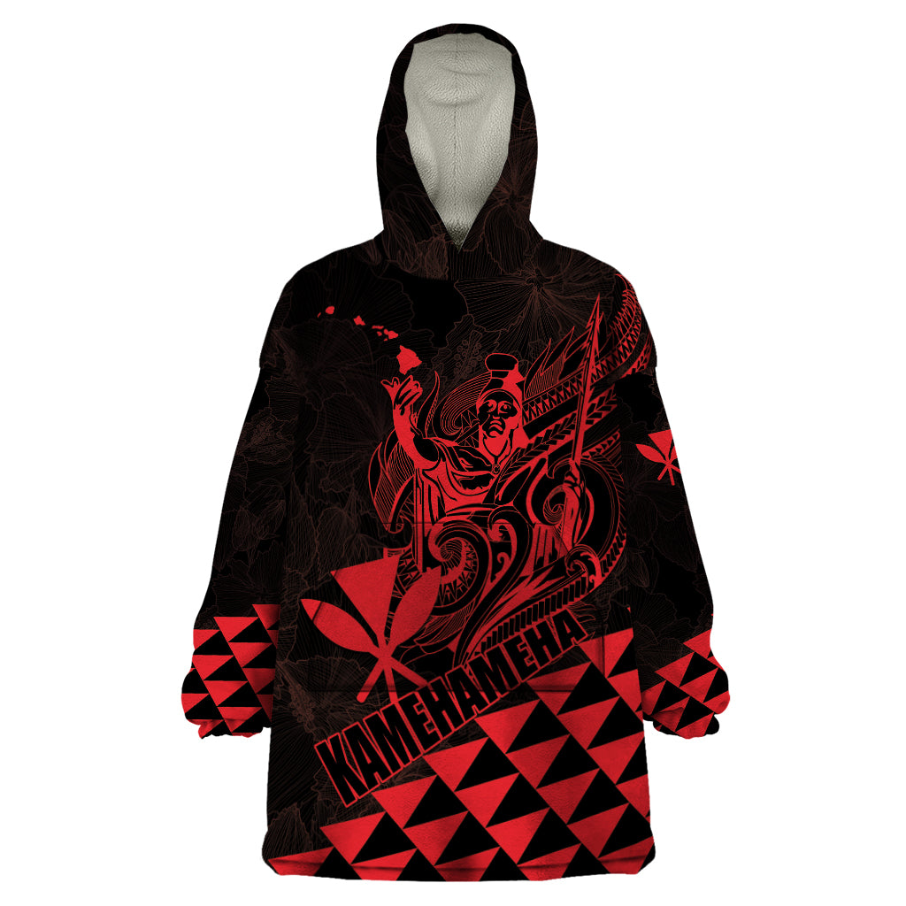 Personalized King Kamehameha Day Wearable Blanket Hoodie Kakau Polynesian Pattern