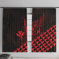 King Kamehameha Day Window Curtain Kakau Polynesian Pattern LT01 With Hooks Red - Polynesian Pride