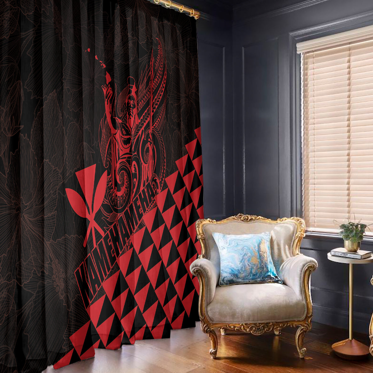 King Kamehameha Day Window Curtain Kakau Polynesian Pattern LT01 - Polynesian Pride