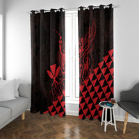 King Kamehameha Day Window Curtain Kakau Polynesian Pattern LT01 With Grommets Red - Polynesian Pride